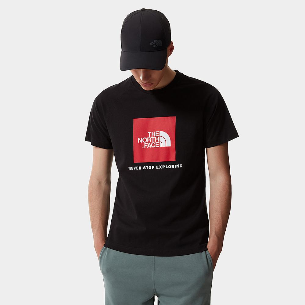 Tricko The North Face Raglan Redbox Panske Čierne | ZND-893457